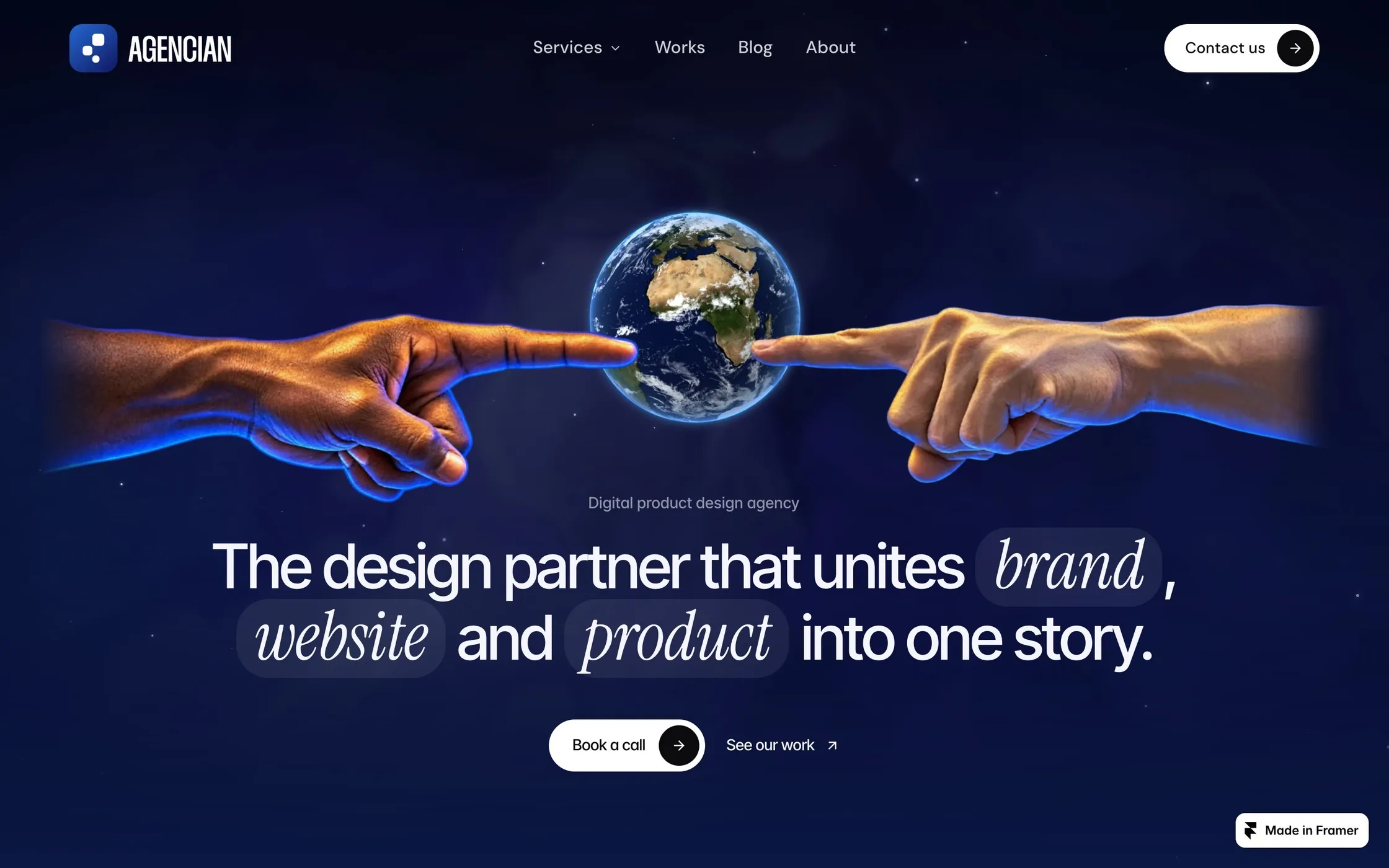Agencian Studio Framer template home page