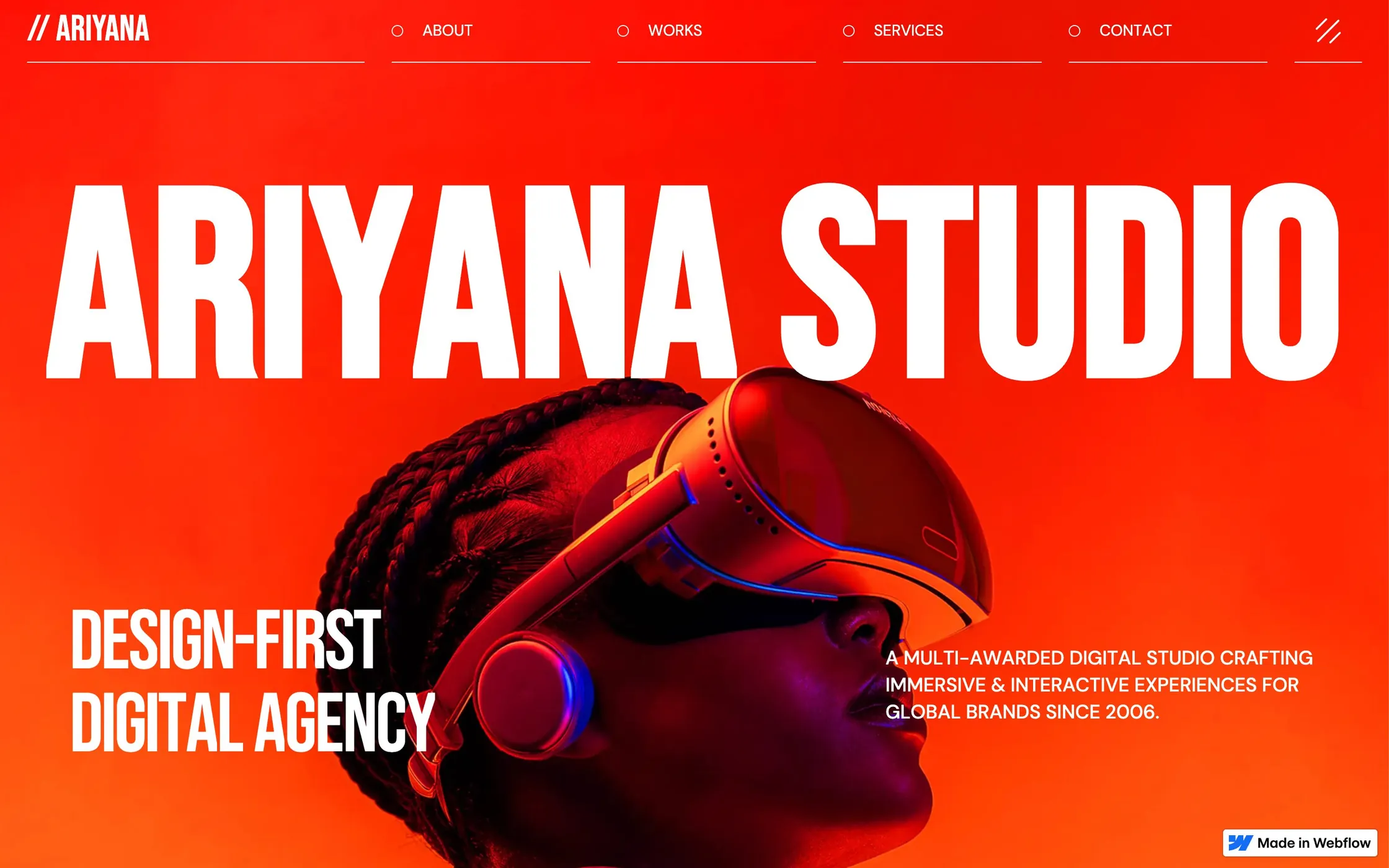 Ariyana Webflow template home page