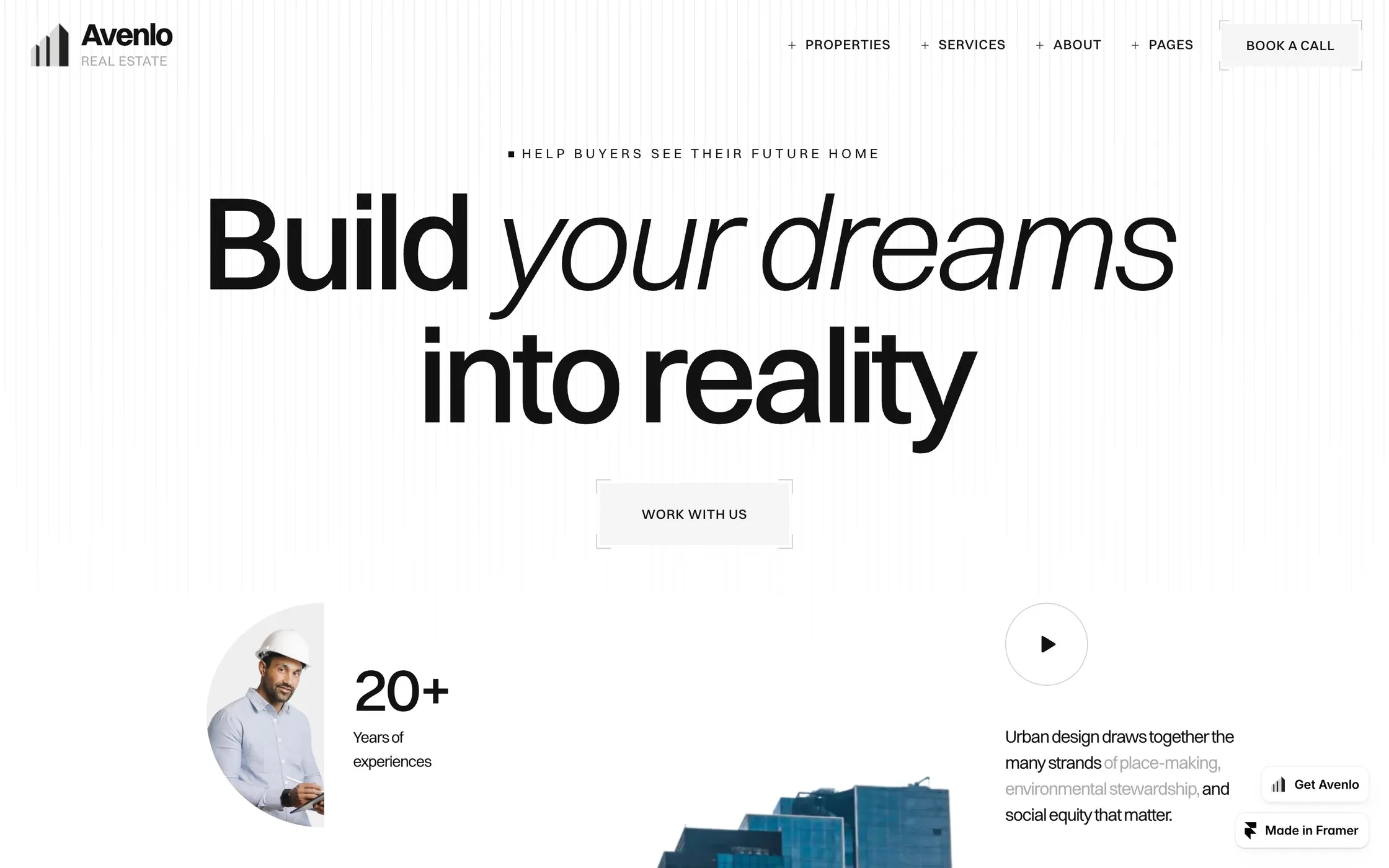Avenlo Framer template home page