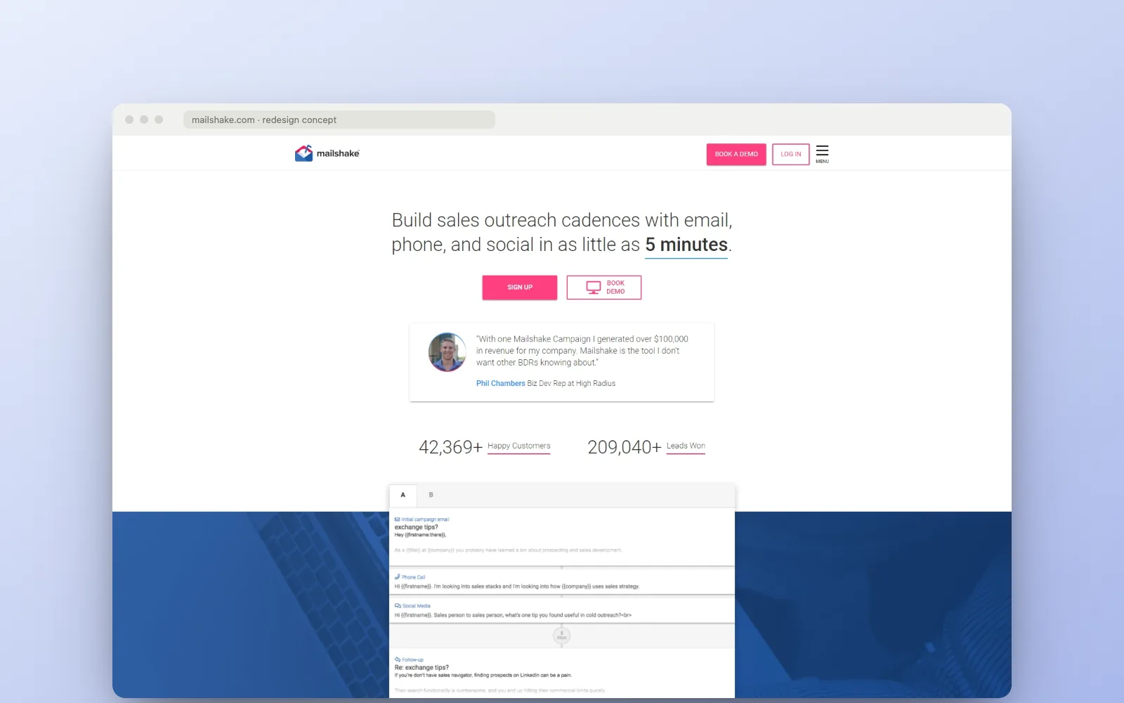 Mailshake redesign case study preview